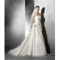 Pleated Strapless A Line Wedding Dress with Side Flower